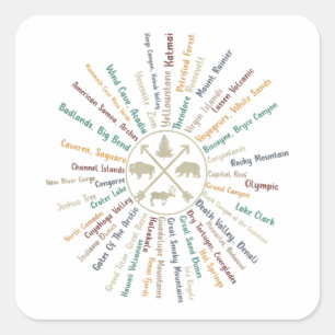 Pegatina Cuadrada 63 Parques Nacionales Mapa Regalos Campino Vintage