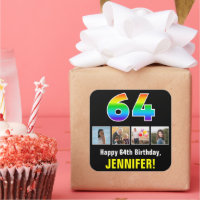 64º cumpleaños: Arcoiris "64"; fotos y nombre de P