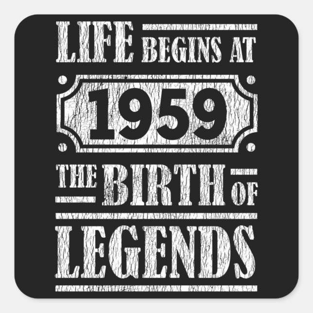 Pegatina Cuadrada 66 Años De Edad 1959 Nacimiento De La Leyenda 66º  (Anverso)