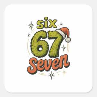 Pegatina Cuadrada 67, 6-7 meme, 6 7 divertido, 67 navidad