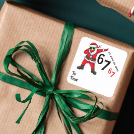 Pegatina Cuadrada 67 6 7 Six Seven Meme Santa Dubbing Christmas