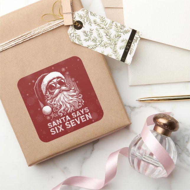 Pegatina Cuadrada 67 Meme Funny Santa Says Six Seven Christmas (Regalar)