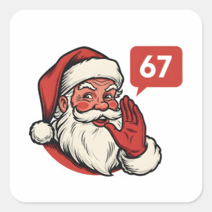 Pegatina Cuadrada 67 Navidad Feliz Seis Siete Brainrot Papá Noel
