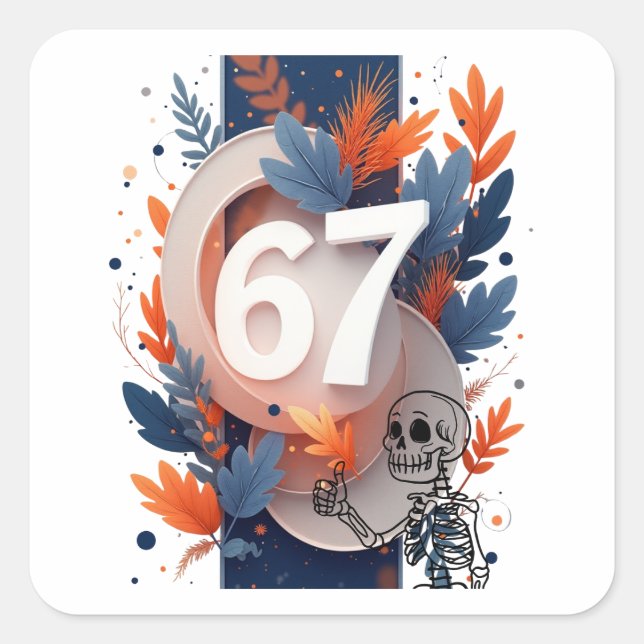 Pegatina Cuadrada 67 Skeleton Hand Halloween (Anverso)