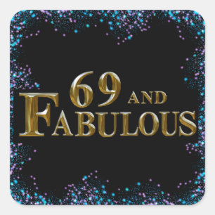 Pegatina Cuadrada 69 cumpleaños