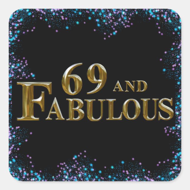 Pegatina Cuadrada 69 cumpleaños (Anverso)