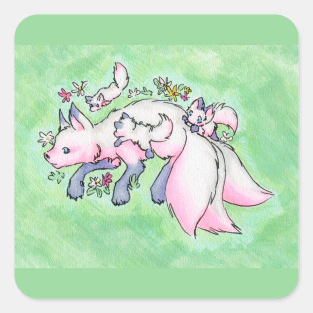 Pegatina Cuadrada 6.ª zorra (Anverso)