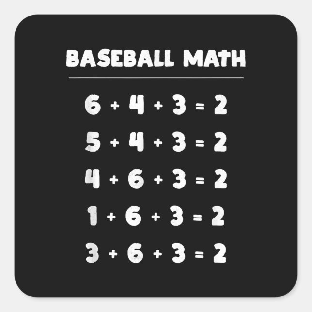 Pegatina Cuadrada 6 4 3 2 Matemáticas de Béisbol - Juego Cute de Sof (Anverso)