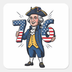 Pegatina Cuadrada 6-7 7-6 George Washington Seis Siete Memes 67 Tend