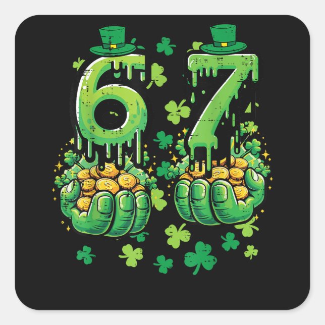 Pegatina Cuadrada 6 7 Día de San Patricio (Anverso)