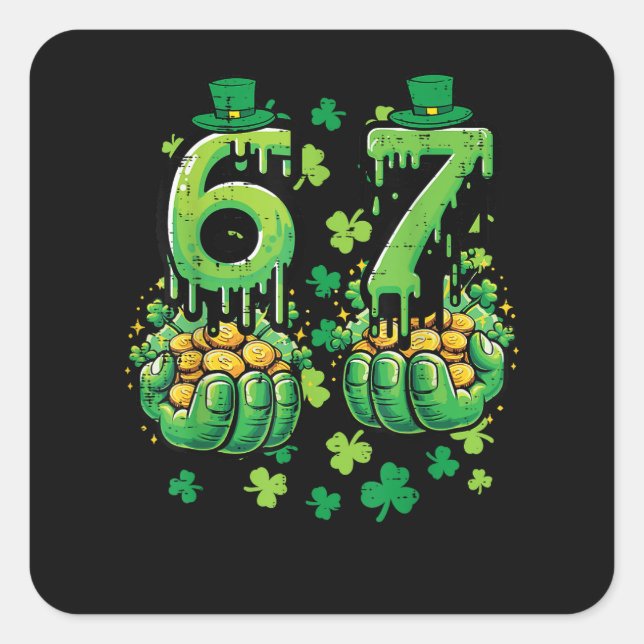 Pegatina Cuadrada 6 7 Día de San Patricio (Anverso)