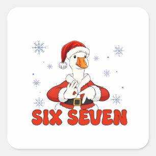 Pegatina Cuadrada 6 7 Seis Siete Mano Gansos Navidad Gen Z Alpha
