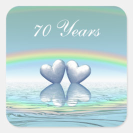 Pegatina Cuadrada 70º Aniversario Corazones de Platino