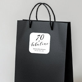 Pegatina Cuadrada 70 and Fabulous Seventy Birthday Elegant Script