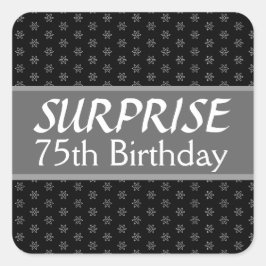 Pegatina Cuadrada 75.ª SORPRESA Nacimiento Plata Negra Rojo