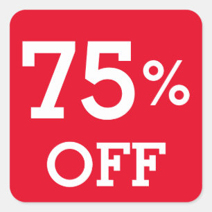 Pegatina Cuadrada 75% 75% descuento OFF venta rojo