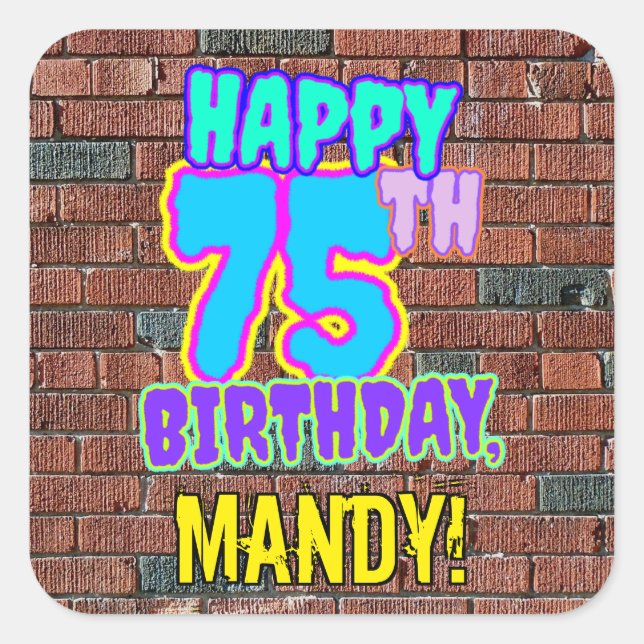 Pegatina Cuadrada 75 Aniversario - Diversión, graffiti urbano inspir (Anverso)