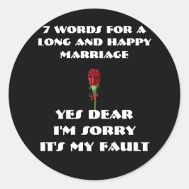 Pegatina Cuadrada 7 palabras para un matrimonio largo y feliz