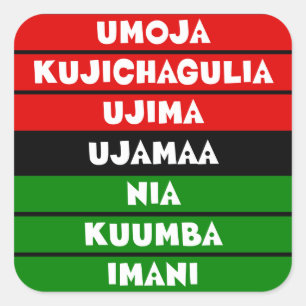 Pegatina Cuadrada 7 Principios de Kwanzaa