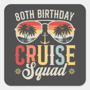 Pegatina Cuadrada 80.º Aniversario De La Familia Cruise Squad