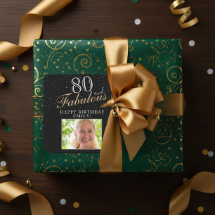 Pegatina Cuadrada 80 y fabuloso elegante foto negra 80 cumpleaños