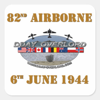 Pegatina Cuadrada 82nd Airborne Division 6th June 1944