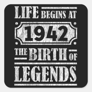 Pegatina Cuadrada 83 Años De Edad 1942 Nacimiento De Leyenda 83 Años