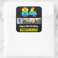 84º cumpleaños: Arcoiris "84"; fotos y nombre de P