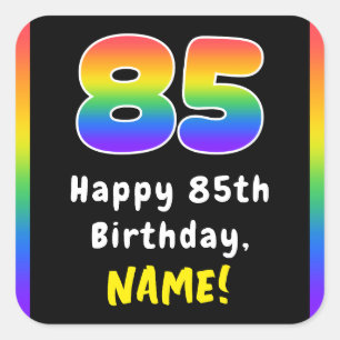 Pegatina Cuadrada 85º cumpleaños: Espectro arcoiris # 85, nombre per
