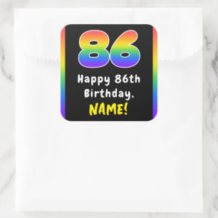 Pegatina Cuadrada 86º cumpleaños: Espectro arcoiris # 86, nombre per
