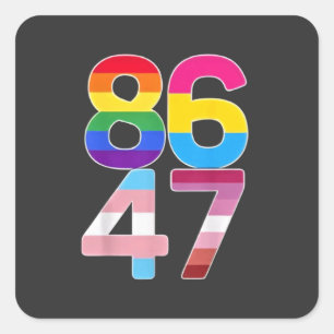Pegatina Cuadrada 86 47 Regalo del mes del orgullo LGBTQ contra Trum