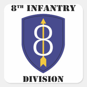 Pegatina Cuadrada 8.ª División de infantería con texto