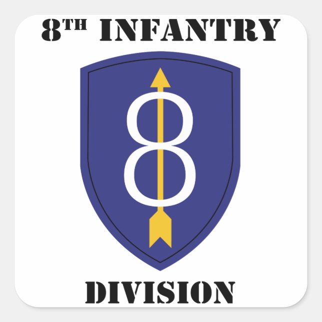 Pegatina Cuadrada 8.ª División de infantería con texto (Anverso)