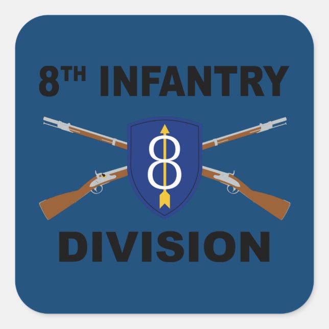 Pegatina Cuadrada 8.ª División de Infantería - Rifles cruzados - Con (Anverso)