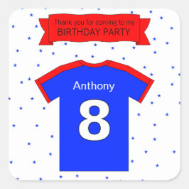Pegatina Cuadrada 8.ª fiesta de cumpleaños Nombre y texto personaliz