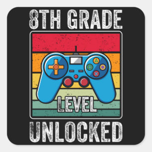 Pegatina Cuadrada 8.º grado Niños desbloqueados de nuevo a los jugad