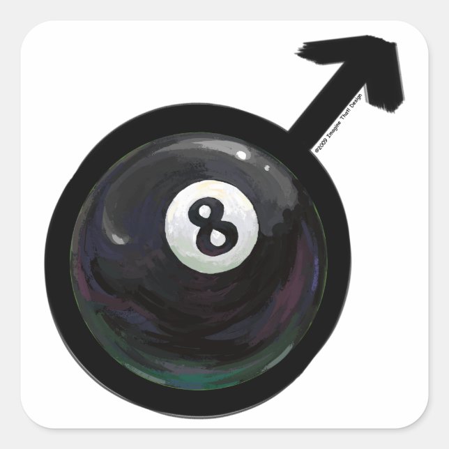 Pegatina Cuadrada 8 Ball (Anverso)