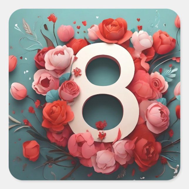 Pegatina Cuadrada 8 de marzo (Anverso)