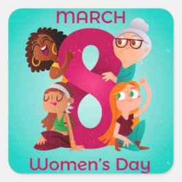 Pegatina Cuadrada 8 March - Women's Day