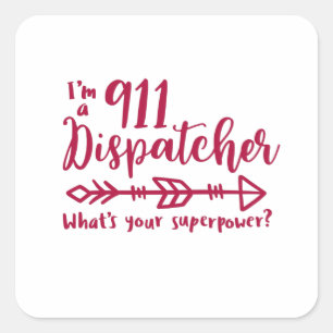 Pegatina Cuadrada 911 distribuidor, respondedor, policía, delgada l