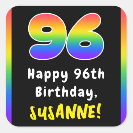 Pegatina Cuadrada 96º cumpleaños: Espectro arcoiris # 96, nombre per