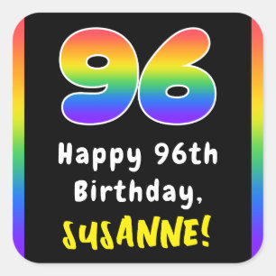 Pegatina Cuadrada 96º cumpleaños: Espectro arcoiris # 96, nombre per