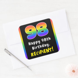 Pegatina Cuadrada 98º cumpleaños: Espectro arcoiris # 98, nombre per