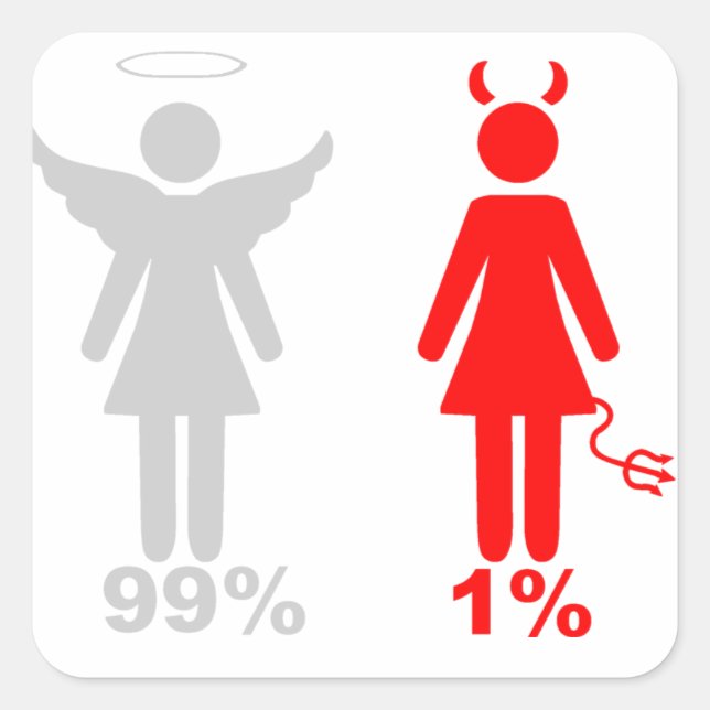 Pegatina Cuadrada 99% Angel 1% Mujer Diablo (Anverso)