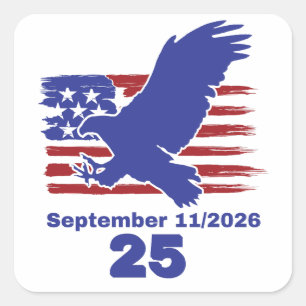 Pegatina Cuadrada 9/11 25º Aniversario Nunca Olvidar Águila American