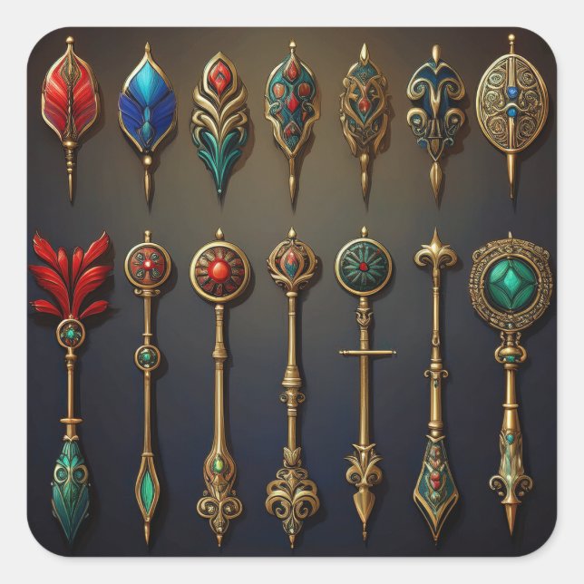 Pegatina Cuadrada A Collection of Ancient Darts (Anverso)