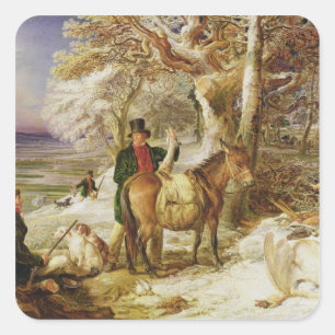 Pegatina Cuadrada A Day's Sport, 1826 (aceite en lienzo)