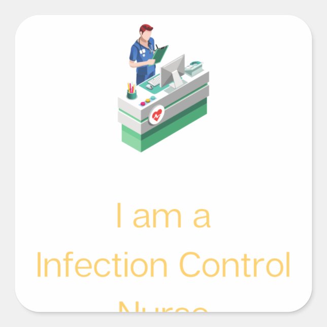 Pegatina Cuadrada a Enfermero de Control de Infecciones - Nu de Cont (Anverso)