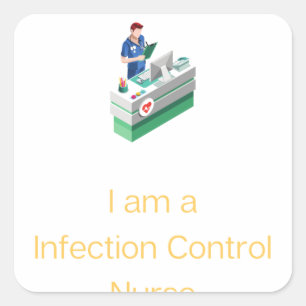 Pegatina Cuadrada a Enfermero de Control de Infecciones - Nu de Cont