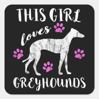 Pegatina Cuadrada A este Chica le encantan los Greyhounds Perro ital
